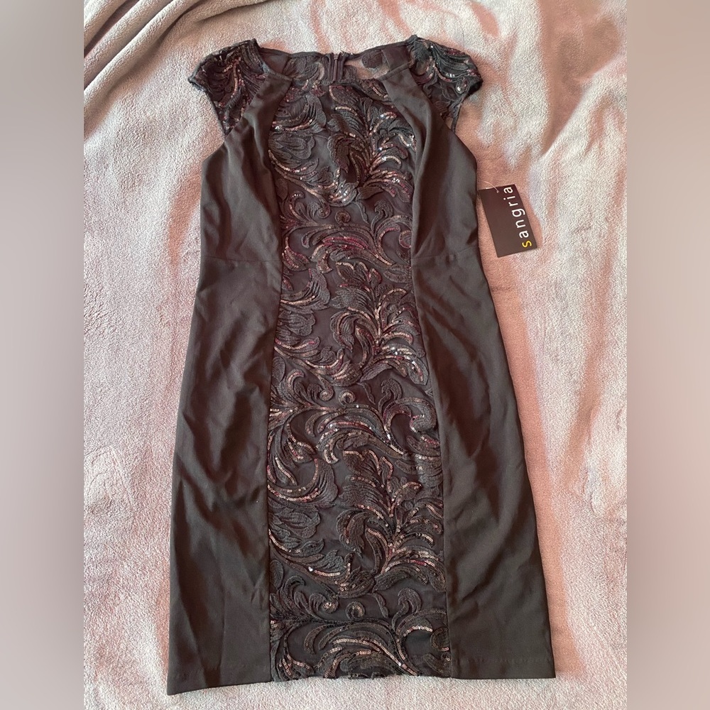 Sheer Panel Black Mini Dress